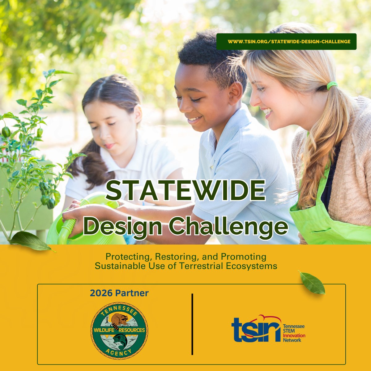 Have you joined the 2025–26 Statewide Design Challenge?

Through this challenge, students will design innovative solutions that connect classroom learning to real-world environmental needs.

Cc: <a href="/tnwildlife/">TWRA</a>

Learn more: tsin.org/statewide-desi…
