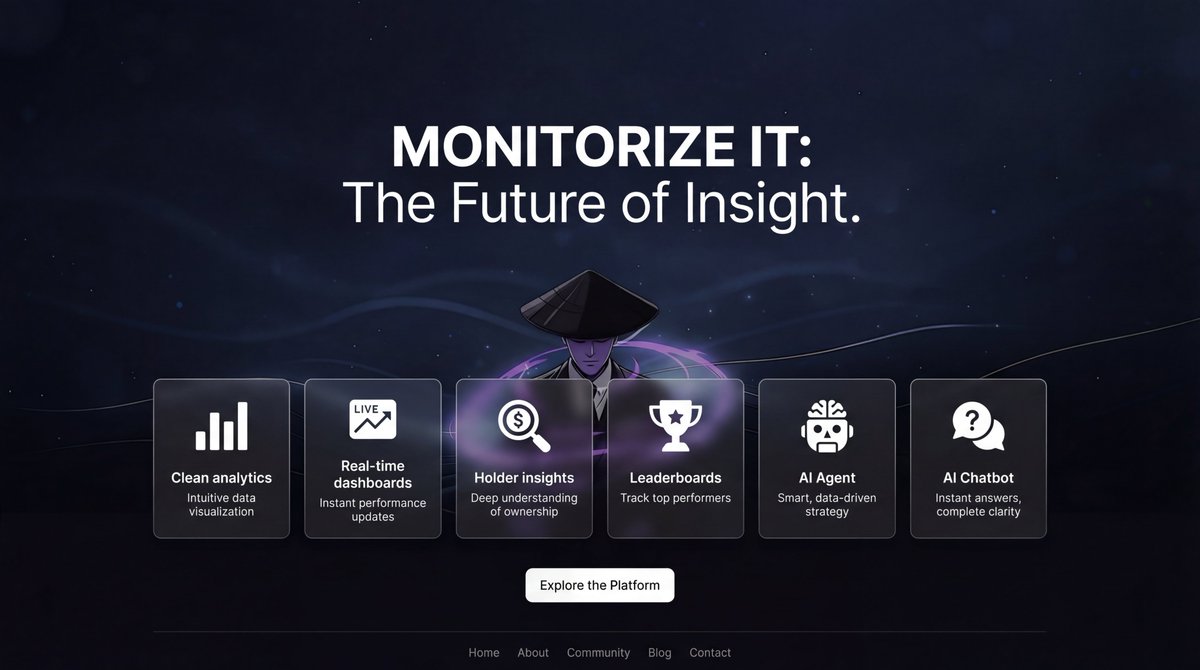 We’re not building small 👁️
MONITORIZE IT is the backbone of what’s coming.

A tool shaped for Titans who want clarity, not noise.
NFT analytics. Market flow. Holder metrics. Dashboards that make sense. And at the core, a custom AI built to rethink how NFT trading works.

Mad