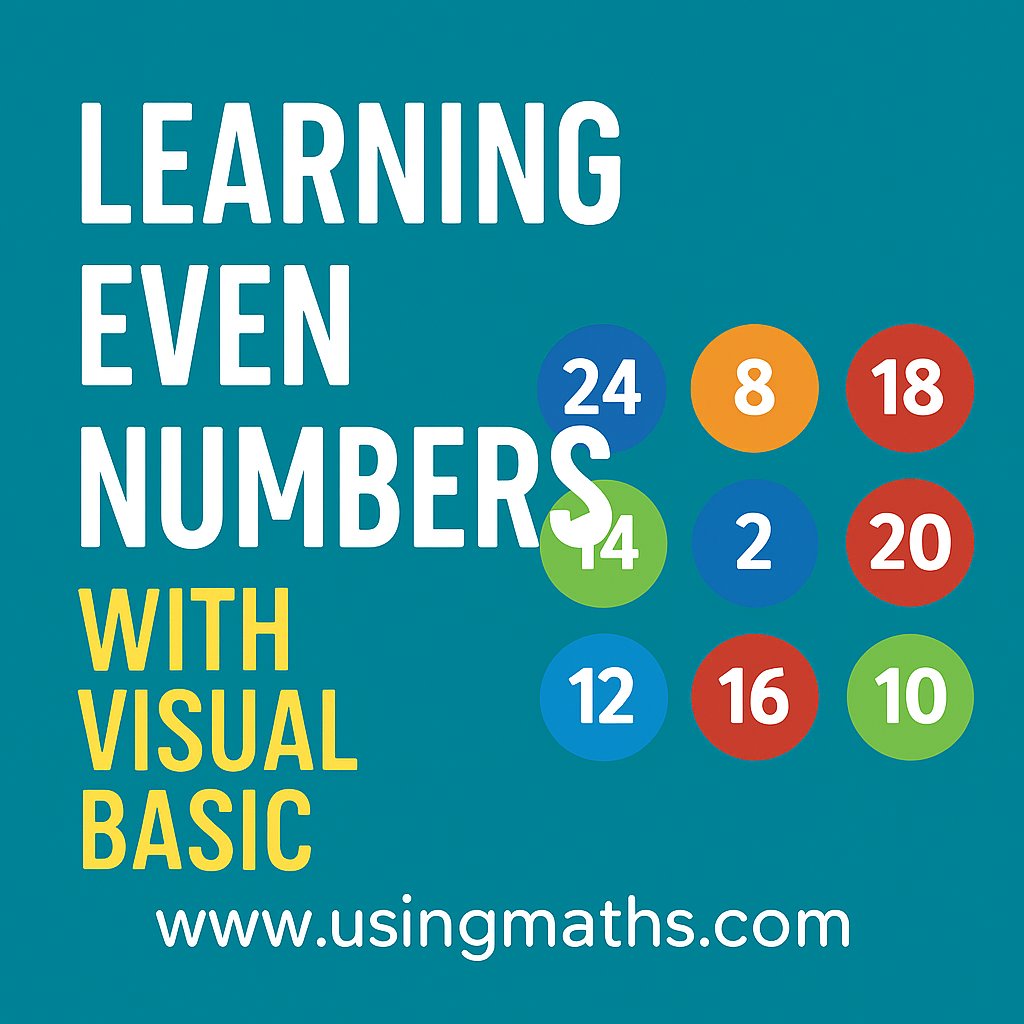 useOfMaths's tweet image. 👩‍💻👨‍🏫 Want to learn even numbers *and* code at the same time?
Check out this free resource that uses Visual Basic to teach number theory ➡️ usingmaths.com/primary/visual…
#MathEd #Coding #VisualBasic #STEM