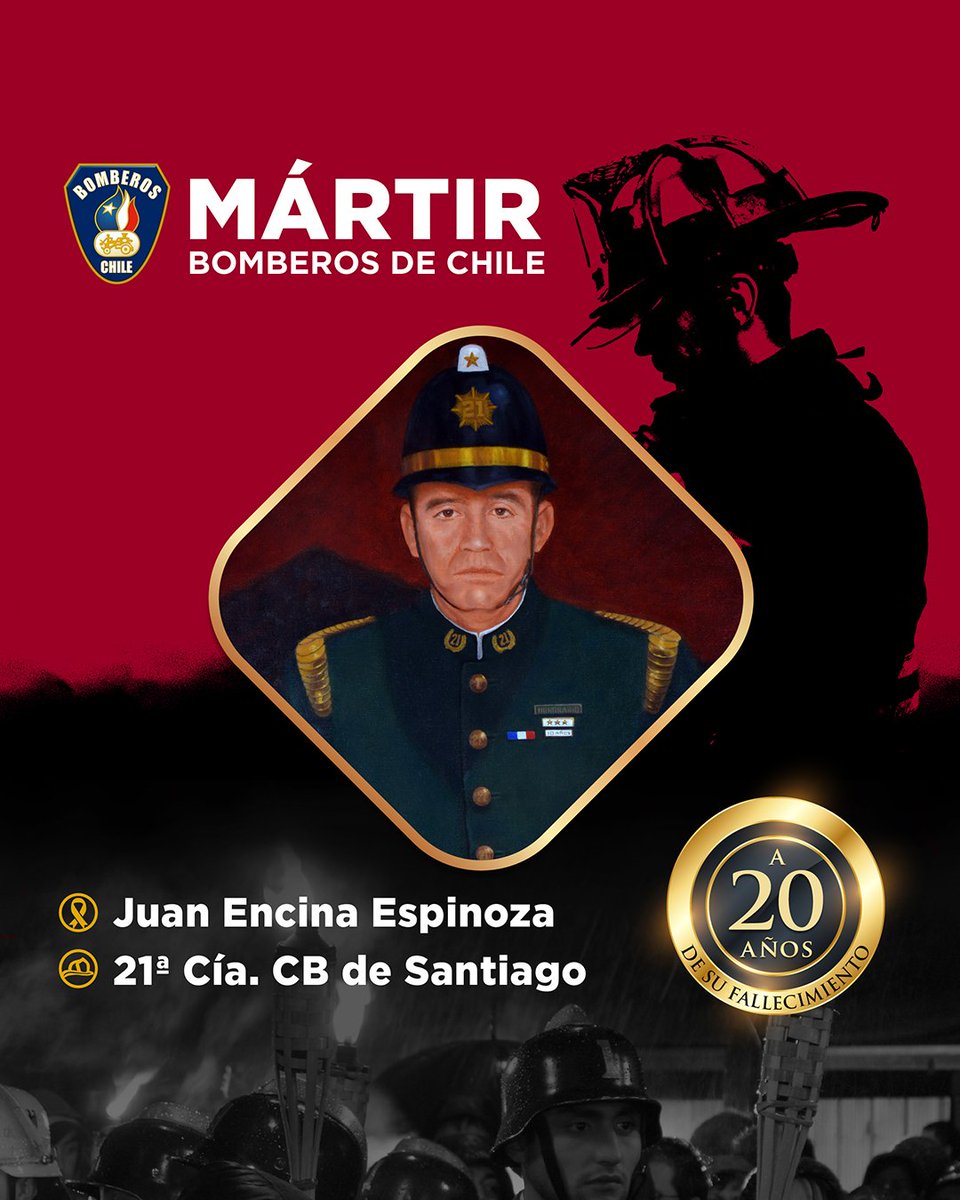 𝗘𝗡 𝗠𝗘𝗠𝗢𝗥𝗜𝗔 | 🕯Mártir Juan Encina Espinoza, perteneciente a la Veintiún Compañía del Cuerpo de Bomberos de Santiago🕯

Conoce su historia aquí 👇 
instagram.com/p/DRfdRe-gcfp/…