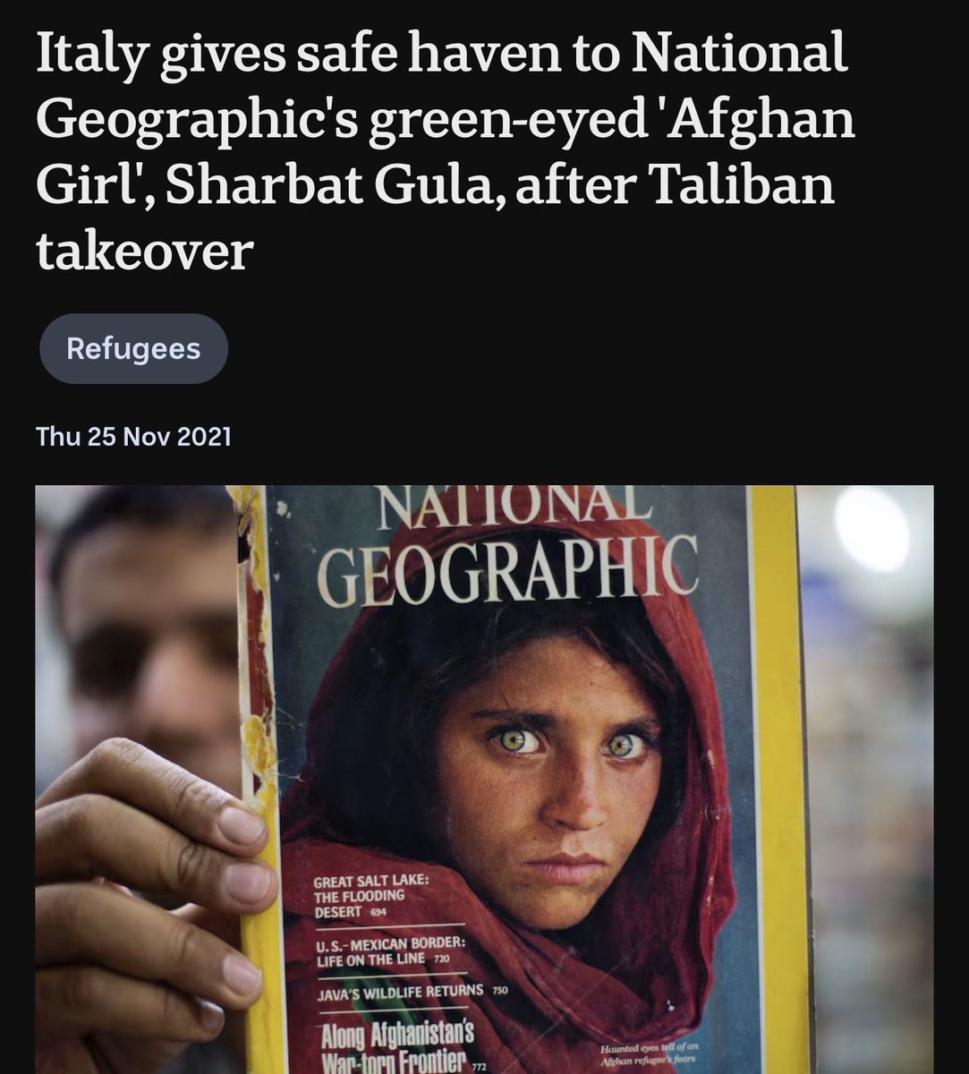 huuep's tweet image. Exactly 4 years ago, Sharbat Gula was evacuated to Italy with the help of the @OnChainMonkey community.🧡