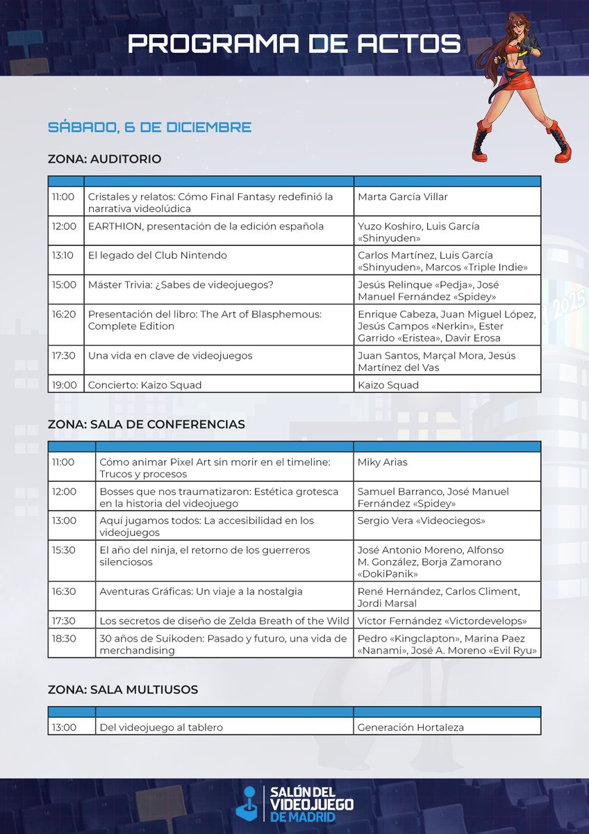 salonvideojuego's tweet image. Ya tenéis disponible el PROGRAMA DE ACTOS del #SalondelVideojuego

🚨Hemos hecho un esfuerzo monumental para traeros un programa variado y de calidad. De hecho, hay MUCHOS invitados que aún no han sido anunciados. 

🗓Podéis consultar la programación en salonvideojuego.com/agenda-de-acti…