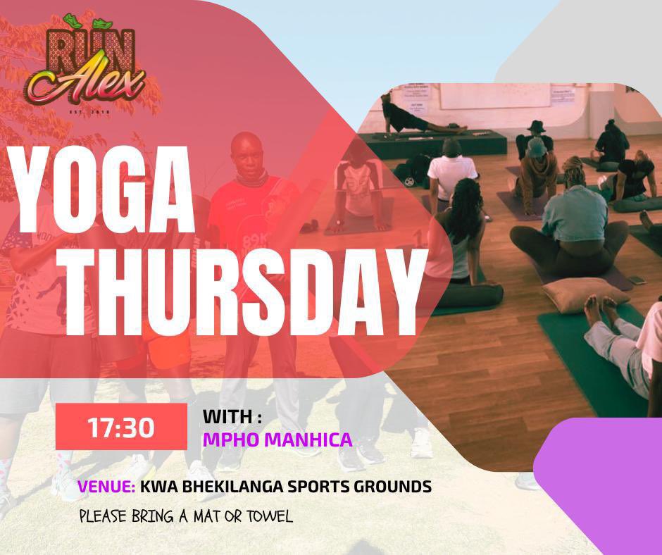 RunAlexAC's tweet photo. The best decision you can ever make in life is to allow your body to breathe, to stand still and be, connect with self and find inner peace. 

Life can throw potatoes & tomatoes but not everyone can cook. Come and join us this thursday on our Yoga Thursday as you will be served with all necessities to find balance in your life, to appreciate calmness and experience improved focus. 
We do not only run , we tour within ourselves too, come and find yourself.

#RunAlexAc 
#YogaThursday
#watermelongang