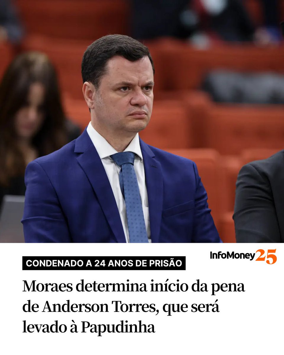 ÁREA NO COMPLEXO DA PAPUDA

O ministro Alexandre de Moraes determinou nesta terça (25) o início do cumprimento da pena do ex-ministro da Justiça Anderson Torres, condenado a 24 anos de prisão pela Primeira Turma do Supremo Tribunal Federal. 

Com a ordem, Torres será transferido