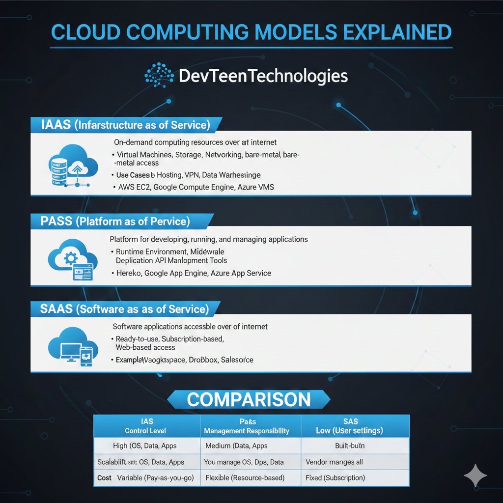 DevTeenTech's tweet image. IaaS vs PaaS vs SaaS — Cloud models explained!
A clean breakdown by DevTeenTechnologies to help businesses choose smarter. ☁️⚡
#Cloud #IaaS #PaaS #SaaS #tech