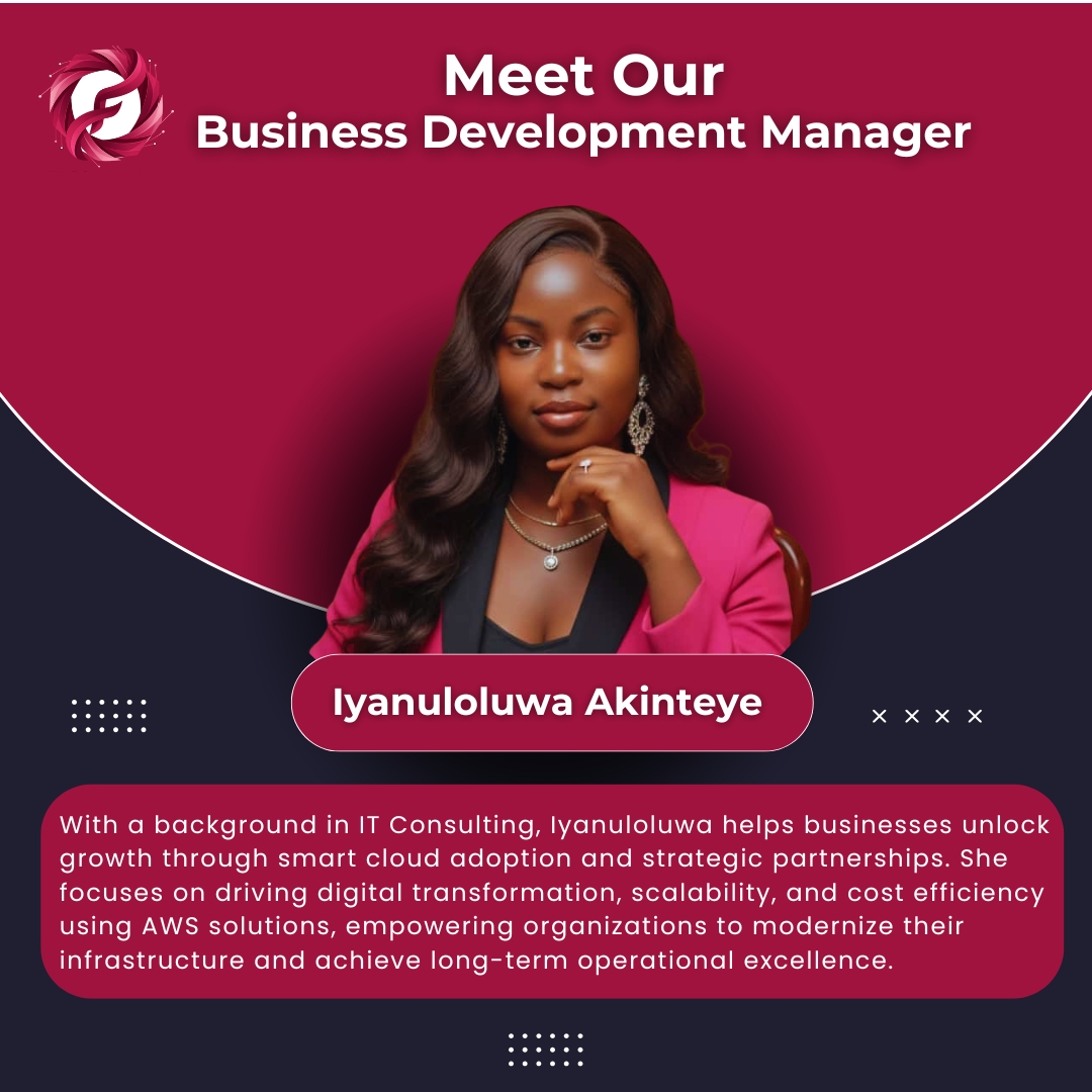 FuamaTech's tweet image. Meet our Business Development Manager, @Diyanuloluwa  — with a background in IT Consulting, she helps businesses unlock growth through strategic partnerships and smart cloud adoption.