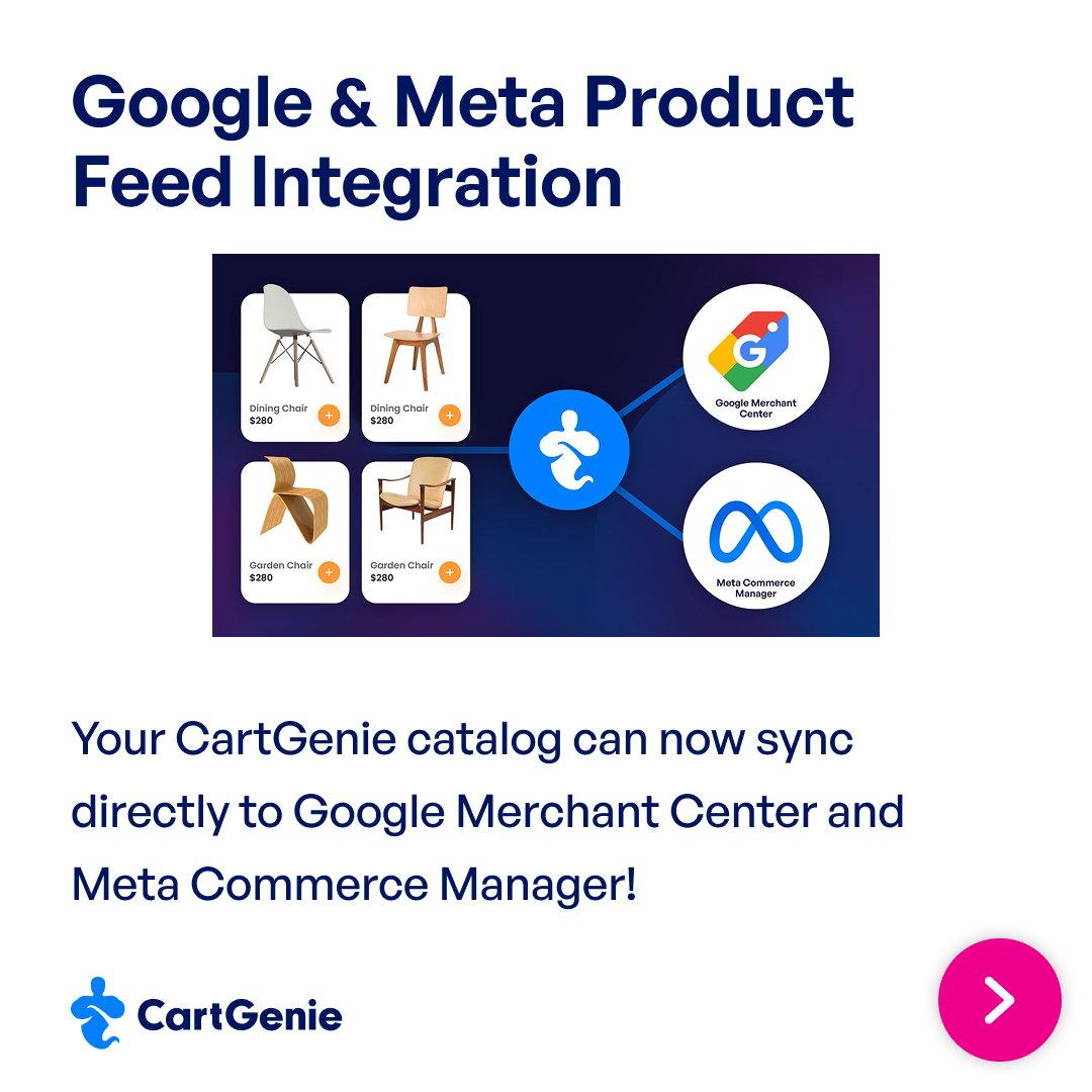 GetCartGenie's tweet image. Your products stay up-to-date across Google Shopping and Facebook/Instagram

Ads automatically pull correct titles, prices, variants, and availability

No more manually exporting product feeds or fixing mismatches

Launch new campaigns faster with accurate product data every time