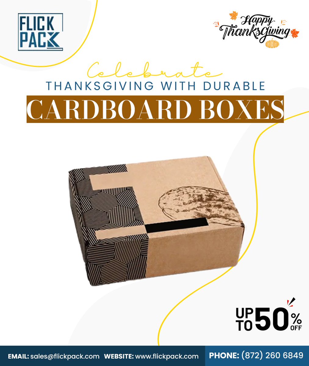 FlickPack21231's tweet image. This Thanksgiving, give your products the packaging they deserve with Custom Cardboard Boxes built to impress. Get stunning, durable, fully branded boxes—now at up to 50% OFF!

Visit Now:  flickpack.com/custom-cardboa…

#CustomPackaging #Flickpack #CardboardBoxes #Cardboard #Cardboards