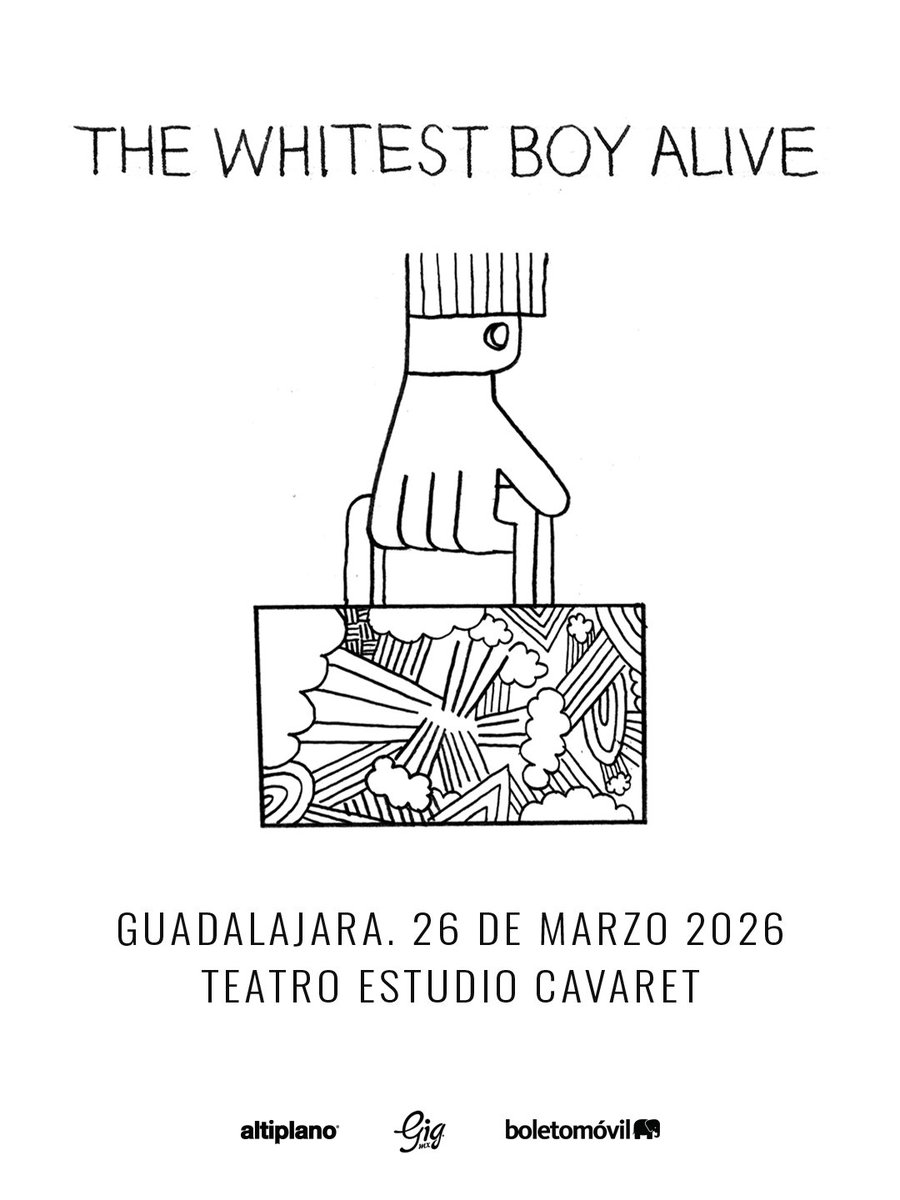 ✨ THE WHITEST BOY ALIVE en Guadalajara ✨
¡La banda regresa a México y el Teatro Estudio Cavaret será testigo! 🔥🎶

📅 26 marzo | 🕘 21:00 hrs

🎟️ Venta general: 26 noviembre- 11:00 AM
📍 Boletos en Boletomóvil y taquillas del Auditorio TELMEX.

🔗 Link:
boletomovil.com/evento/the-whi…