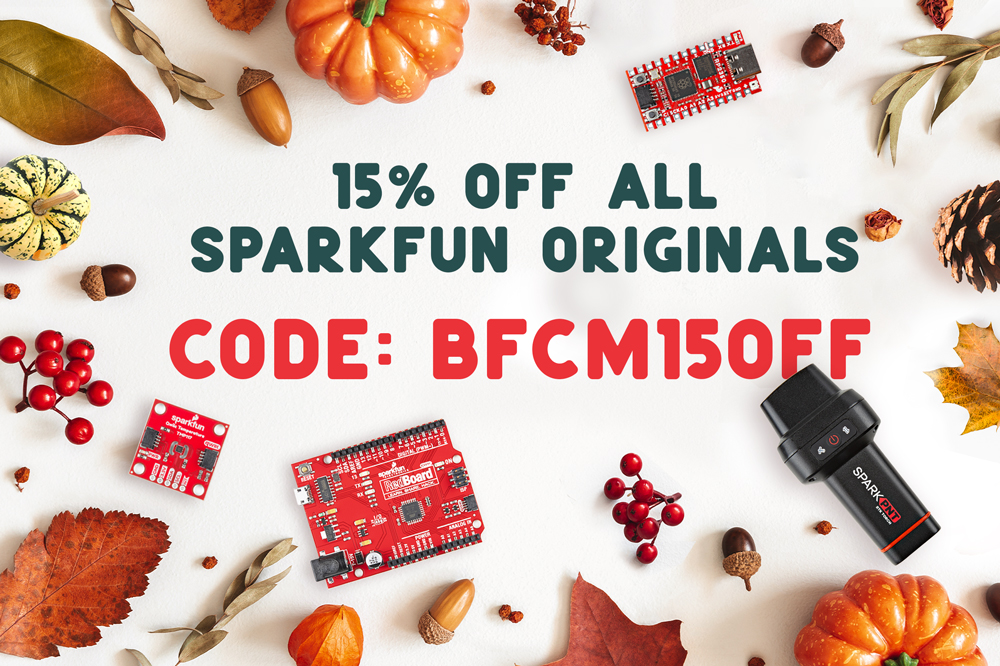 sparkfun's tweet image. Capping off our November Deals with the best one yet...

15% off all SparkFun Originals! Happy hacking everyone!

hubs.ly/Q03VRZs60