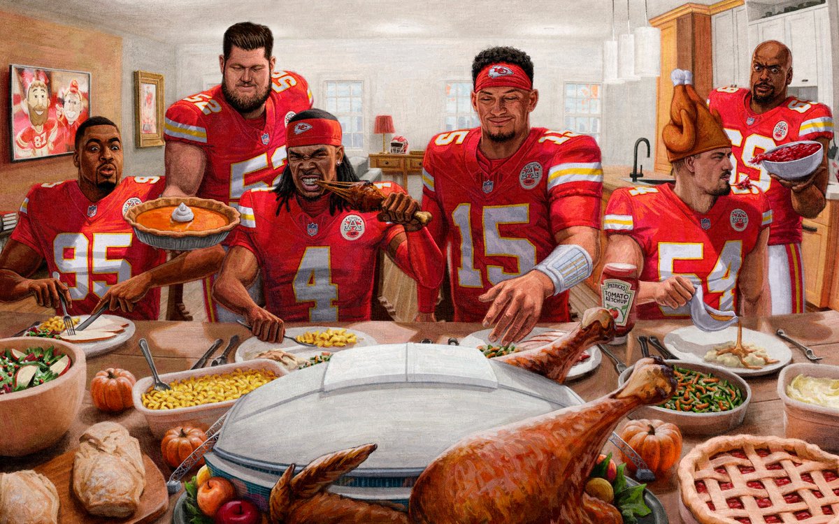 Chiefs's tweet image. Everybody's gotta eat... especially on Thanksgiving 🍽️