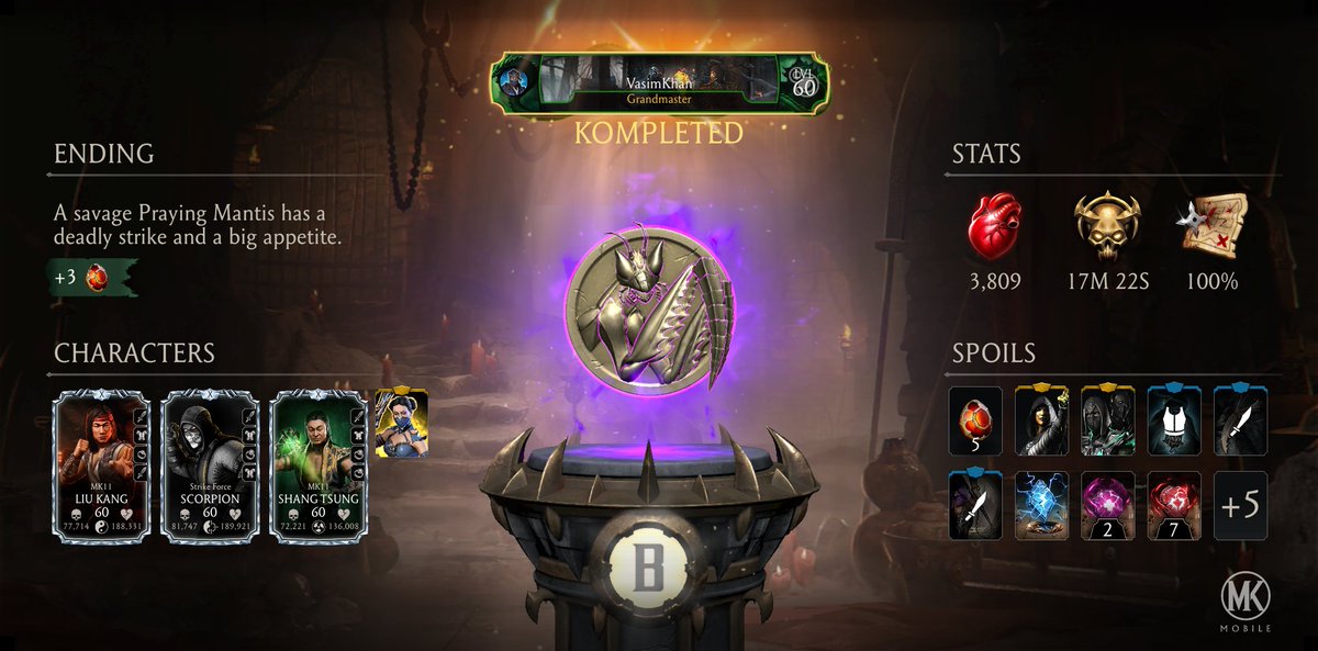 Vasim_Khan789's tweet image. What&apos;s your thoughts about this run are rewards good or wasted my time
#Krypt
#mortalkombatmobile 
@MKMobileGame