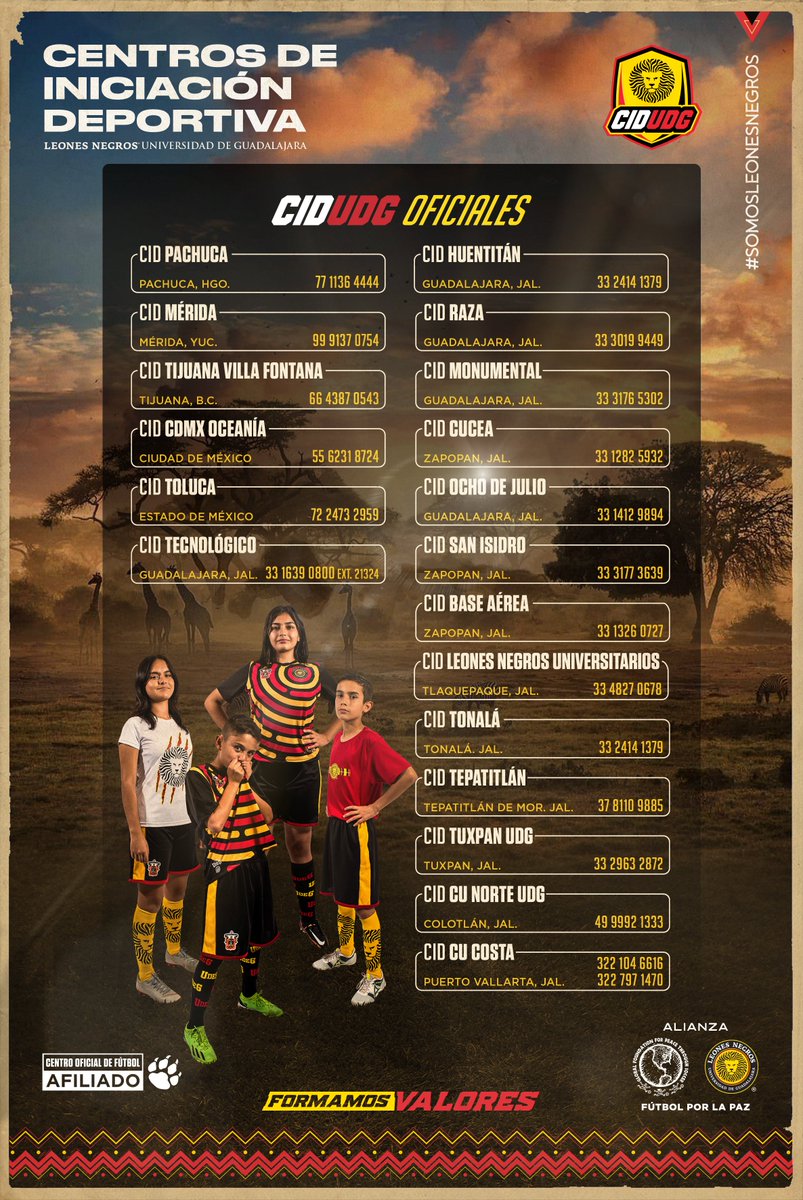 LeonesNegrosCF's tweet photo. Te presentamos el listado oficial de todos nuestros Centros de Iniciación Deportiva #CIDs. 📃🦁
Checa cuál es tu escuelita ⚽️ más cercana, forma parte de La Manada y desarrolla tu garra.
#FormamosValores 🇧🇪 https://t.co/Jybn30rhtw