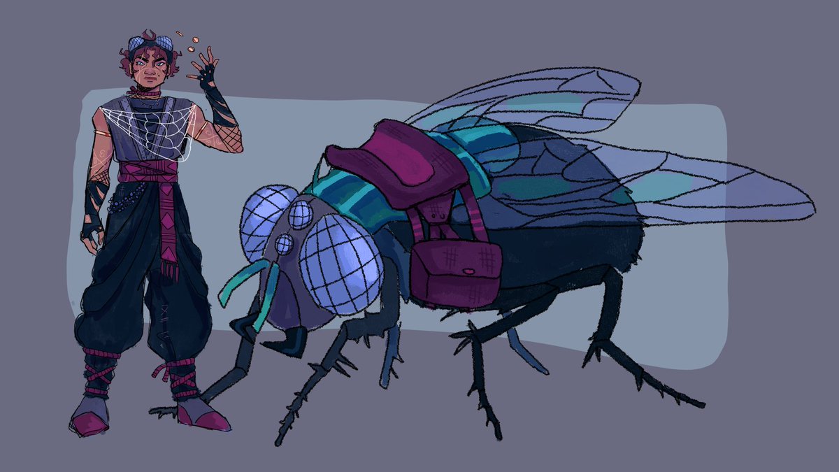 artofmcc's tweet image. I got sidetracked lol. Fantasy au! Neil is an alchemist that lives in a world full of giant mutated insects (he rides in a giant fly)