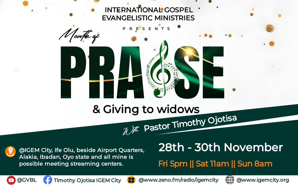 It’s that time of the year, when gratitude rises and praise fills the atmosphere. Join us for  Annual Praise Meeting! #igemccc #praisemeeting #givingthanks #gratitude #gratefulheart