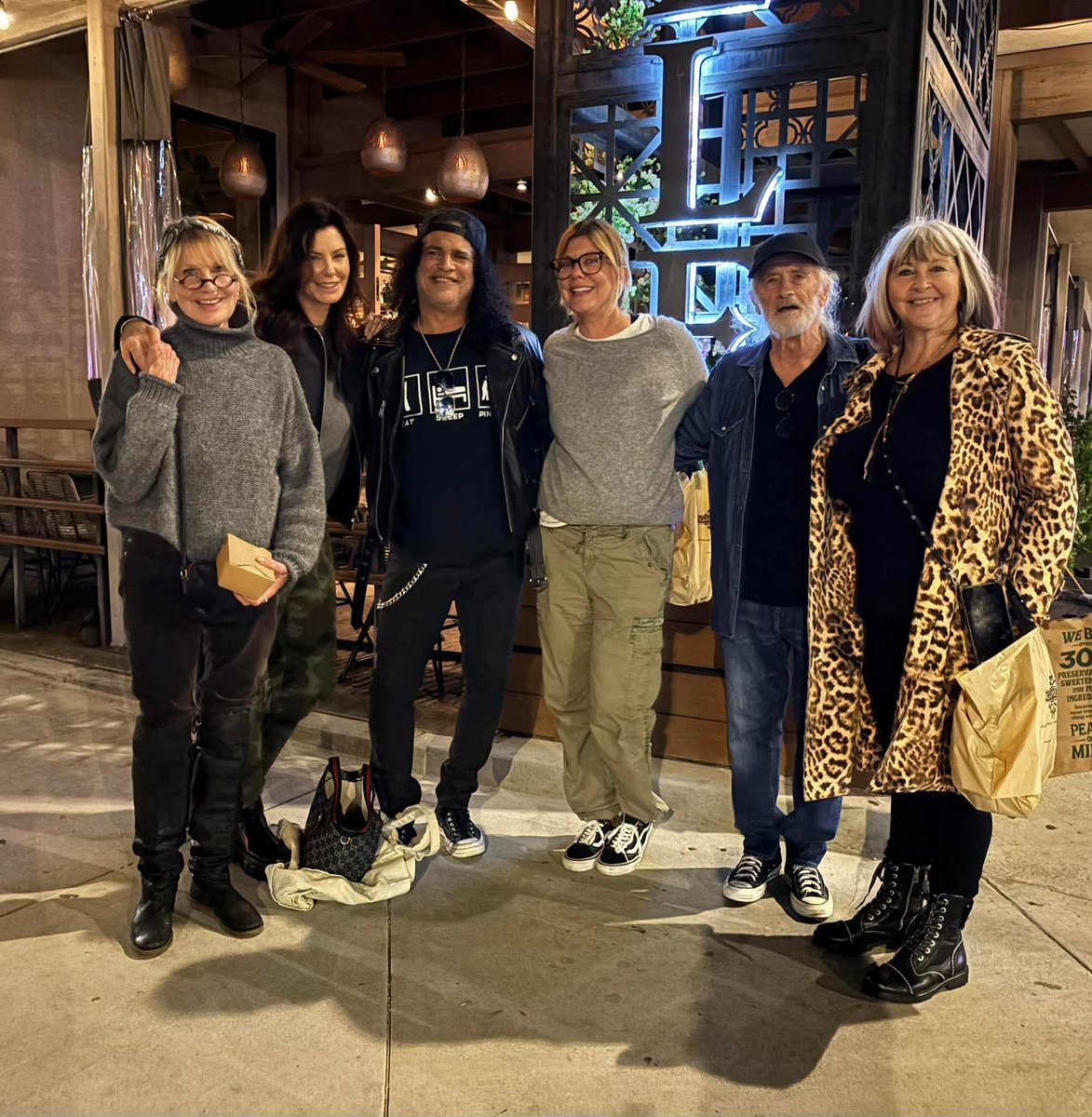 #Slash and Meegan celebrating Tony Hudson's birthday with a few friends. Pic via Arlett Vereecke