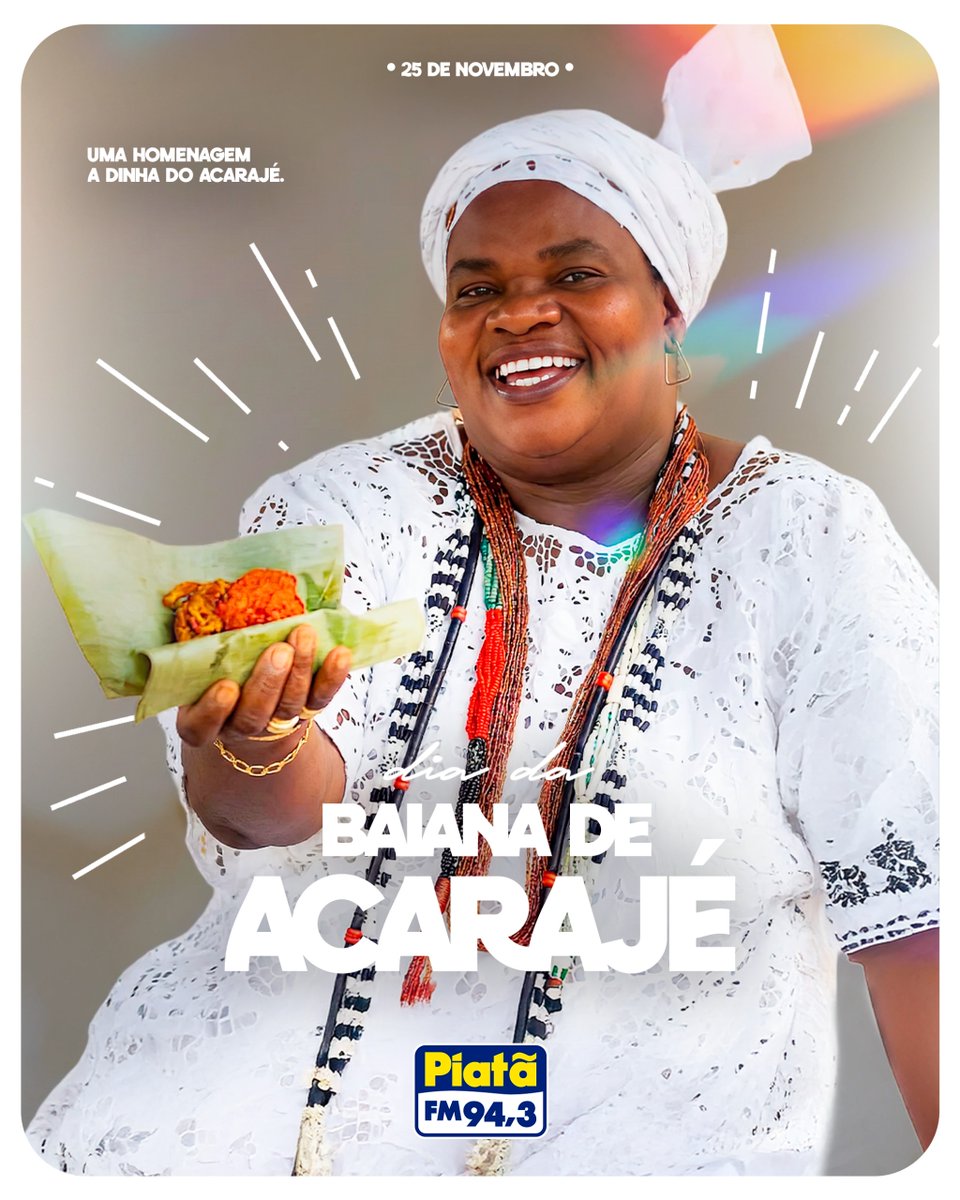 PiataFM's tweet image. BAIANAAA, HOJE É DIA DELAS! 😌
As donas do sabor, da tradição e do dendê, as que deixam tudo mais gostoso e fazem a gente querer mais um bocadinho! 💛🔥

#DiaDaBaianaDeAcarajé #DiaDaBaiana #PiatãFM #BaianaDeAcarajé