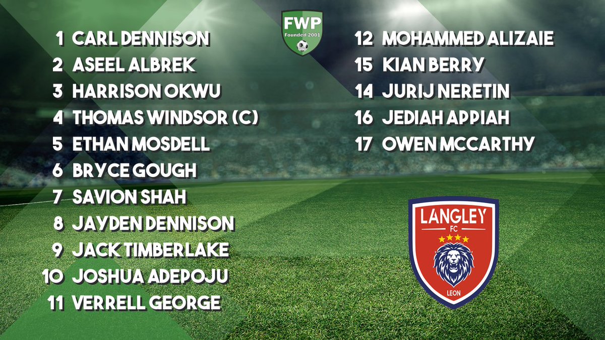LangleyFC_'s tweet image. LANGLEY: Dennison Albrek Okwu Windsor (C) Mosdell Gough Shah Dennison Timberlake Adepoju George; SUBS: Alizaie Berry Neretin Appiah McCarthy fwp.co/kbSGhS