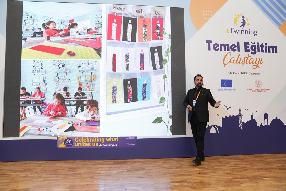 ⏩eTwinning Temel Eğitim Çalıştayı Diyarbakır Öğretmenevinde Gerçekleştirildi.
✅2025 yılı eTwinning çalışma planı kapsamında 12-14 Kasım 2025 tarihleri arasında gerçekleştirilen çalıştaya Dijital Beceriler Daire Başkanı Sümeyye Hatice ERAL, Diyarbakır İl Yöneticileri,