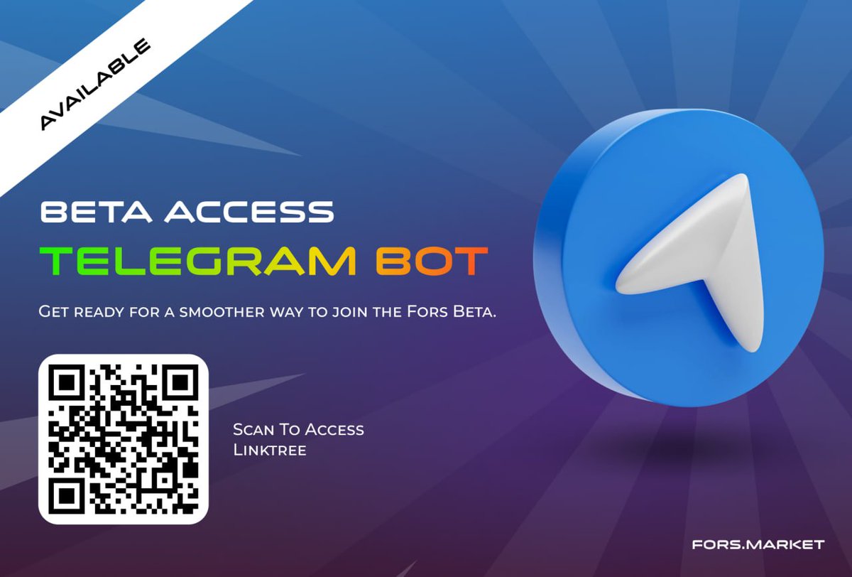forsmarkets's tweet image. The Fors #Beta Is Getting Closer &amp;amp; Now It’s Easier Than Ever To Join. 

Our #Telegram #Bot is officially available for instant access and live updates. Scan the code and jump in.
t.me/xForsBot