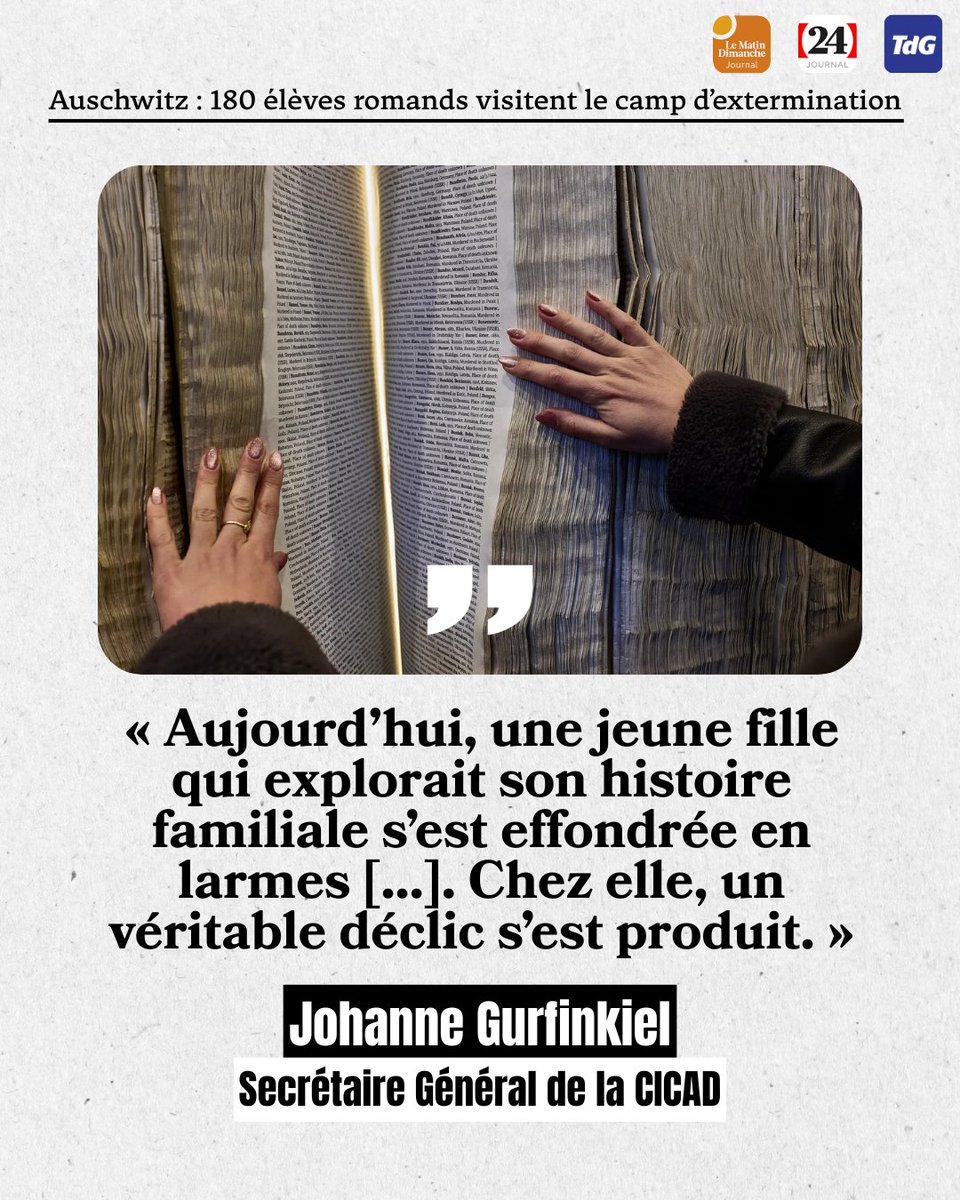 180 élèves et enseignants romands ont participé au voyage d’étude à Auschwitz-Birkenau.

Une journée essentielle pour transmettre l’histoire, comprendre la réalité du génocide et renforcer l’éducation à la mémoire.
#Auschwitz #Mémoire #Shoah #Transmission #Éducation #Suisse