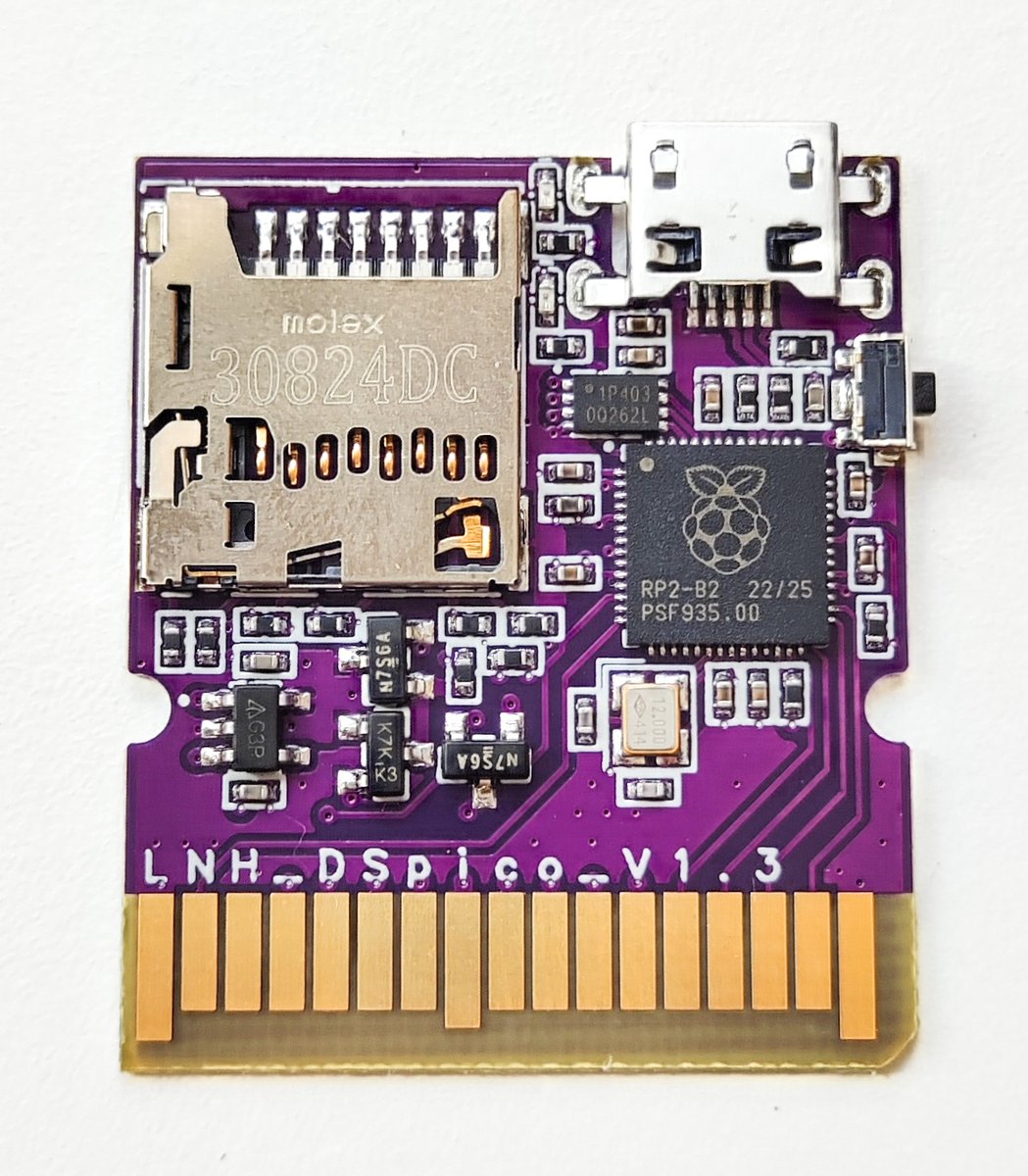 Nitehack's tweet image. 🥳📢After 4 years of hard work, we (LNH-team) are proud to announce that DSpico, our open-source flashcart for the DS(i), is officially released!
🌐 Find all the details on our website!: lnh-team.org
