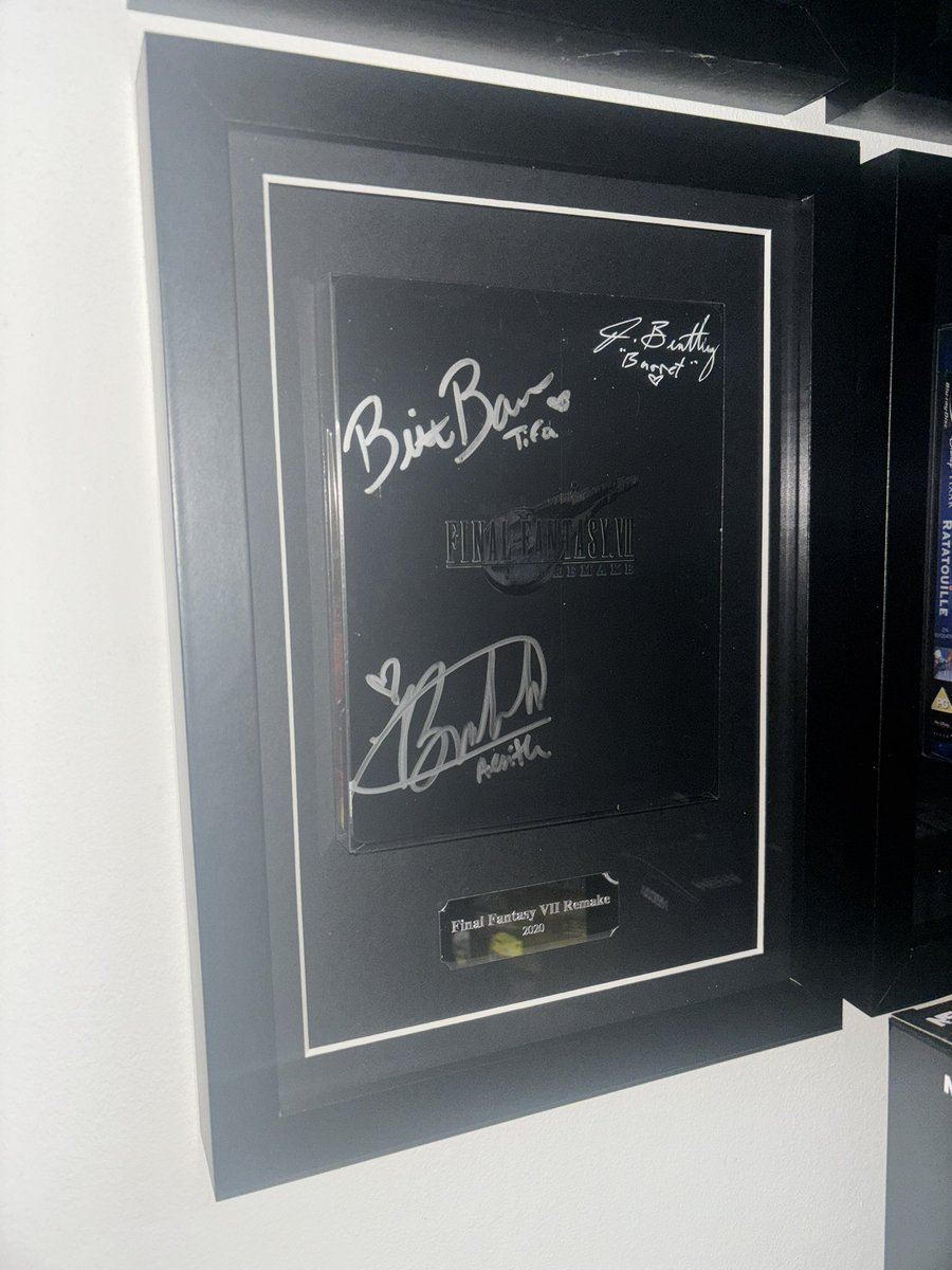 Final Fantasy VII: Remake signed by <a href="/ItsBrianaWhite/">Briana White</a> <a href="/brittbaron/">Britt Baron</a> and <a href="/JohnEricBentley/">John Bentley</a> at <a href="/MCMComicCon/">MCM Comic Con</a>. Thank you again.
And an extra thank you to <a href="/FrameAGame/">Frame-A-Game</a> for your always amazing work.