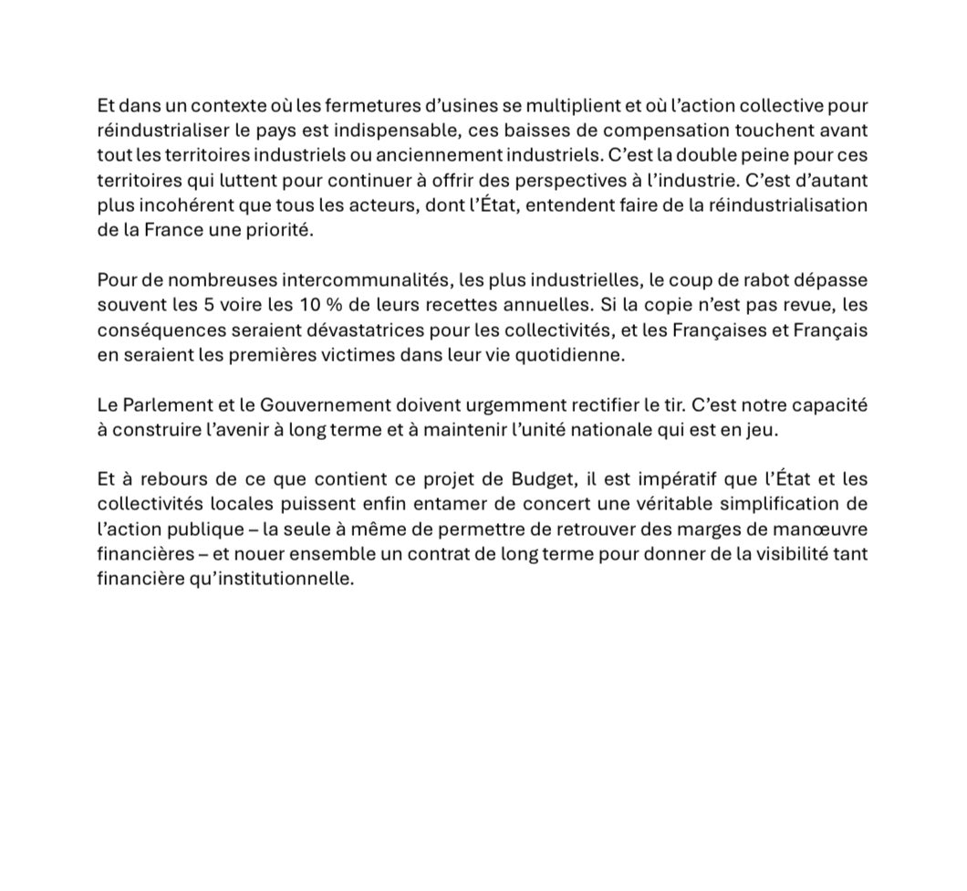 💬 Élu local, j’ai signé la tribune « Budget 2026 : affaiblir les territoires, c’est affaiblir la République » 🖋️ pour alerter sur les impacts du PLF 2026 🏘️. Je soutiens cette mobilisation ✊ pour défendre nos territoires <a href="/l_amf/">AMF | Association des maires de France</a> <a href="/IntercoDeFrance/">Intercommunalités de France</a>