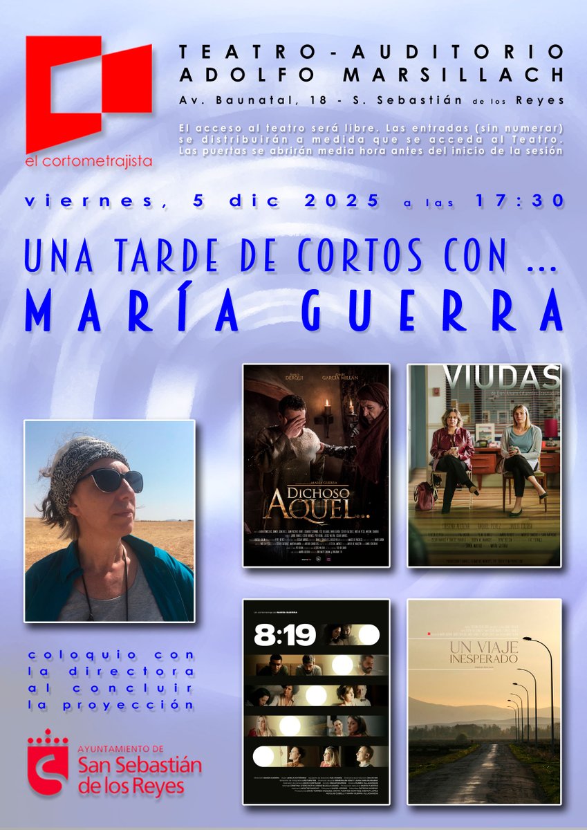 Este año, el colaboración con <a href="/Afssr83/">Afssr</a> celebraremos en el marco de la Muestra de Cine de #Sanse una nueva edición de #sansecortosenabierto, esta vez dedicada a la directora María Guerra. VIERNES 5 DICIEMBRE a las 17:30h.