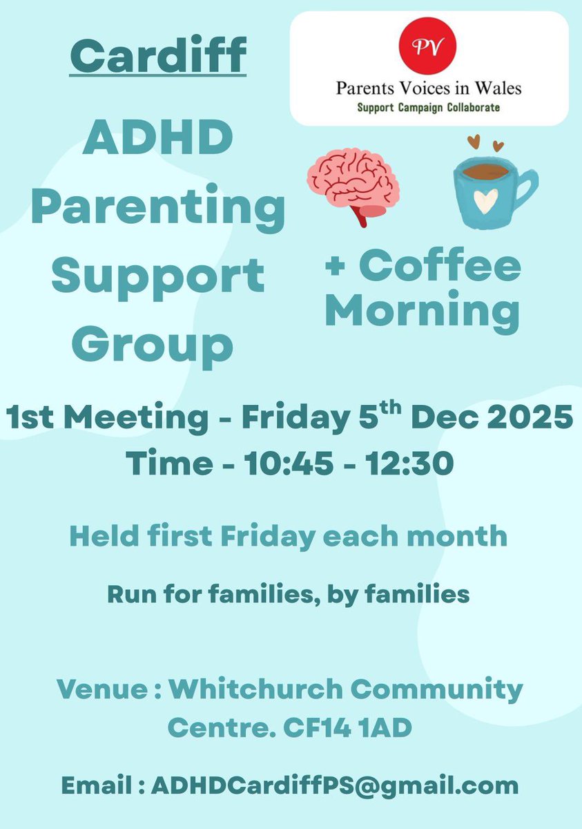 PCamhs's tweet image. We are sponsoring a new group for Parents and Carers whose children have #ADHD in Cardiff. 

Service providers please share within the Cardiff area. Thanks 🙏🏻