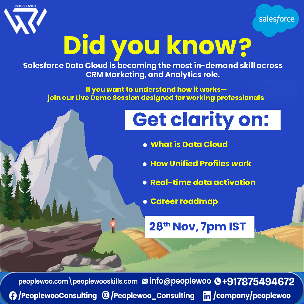 Peoplewoocon's tweet image. Register Now:
zurl.co/b6AtS

#SalesforceTraining #LiveDemo #CRM #DataCloudSkills