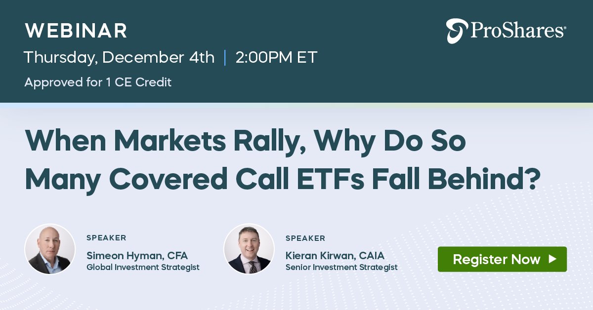 Strong equity gains reveal a flaw in many income-focused covered call ETFs. Join ProShares Global Investment Strategist Simeon Hyman and his team for a look at how newer strategies balance income with long-term growth. Sign up: proshares.us/3XMRHuK