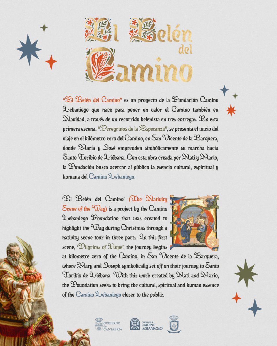 CLebaniego's tweet image. 🎄 Inauguramos &apos;El Belén del Camino&apos; en San Vicente de la Barquera.
La Navidad comienza en el km 0 del Camino Lebaniego.
🎄 We open The Nativity Scene of the Way at the km 0 of the Lebaniego Way.
📍 Casona del Cantón, 1 dic–15 ene.
#ElBelénDelCamino #CaminoLebaniego