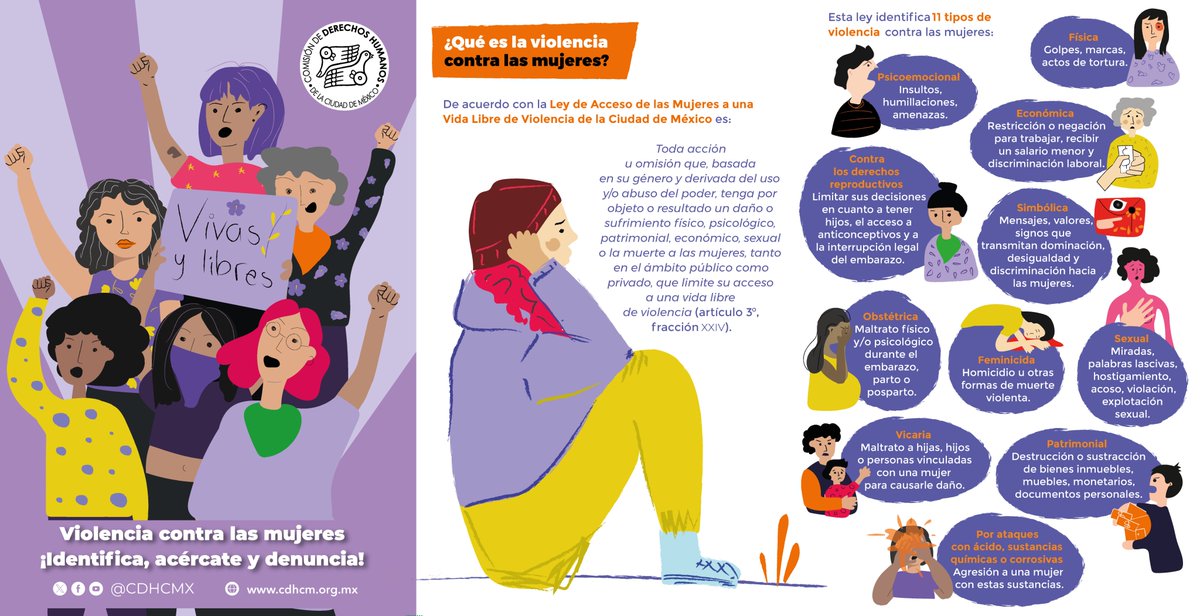 #25N🧡 Día Internacional de la Eliminación de la Violencia contra las Mujeres.✊

¿Sabes en qué consiste la violencia contra las #mujeres?

Conoce este folleto en el que identificarás los 11 tipos de violencia y qué autoridades te acompañan en la denuncia: piensadh.cdhcm.org.mx/images/2024_fo…