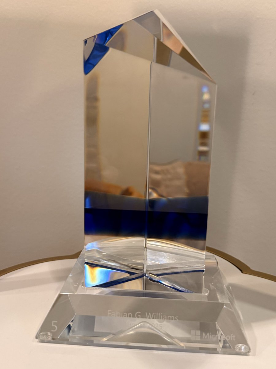 #milestone—right on time for gratitude season. My #Microsoft 5-Year crystal finally arrived, &amp; with #Thanksgiving coming up, I’m reminded how grateful I am for this journey. Thank you to the teams, mentors, &amp; customers who’ve inspired &amp; trusted me over these 5 years. 💙
#M365