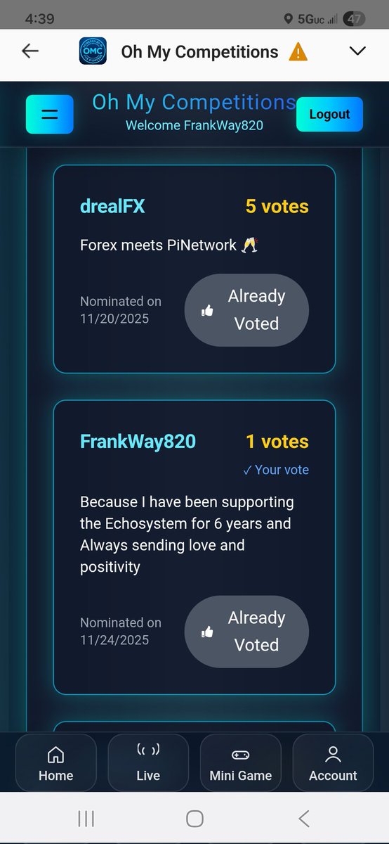 PiGuy820's tweet image. Truth is - &quot;Im always in the right place,  at the right ✅️ time&quot; 

#Pioneers - stand tall with me 🫡
Go to $Pi Browser, look into Main net apps, and find @OM_Competitions
&quot;Oh my competitions &quot;

A third party #p2p experience 
Go Vote 🗳 FrankWay820 🥧 
  pioneer of the week 🔥