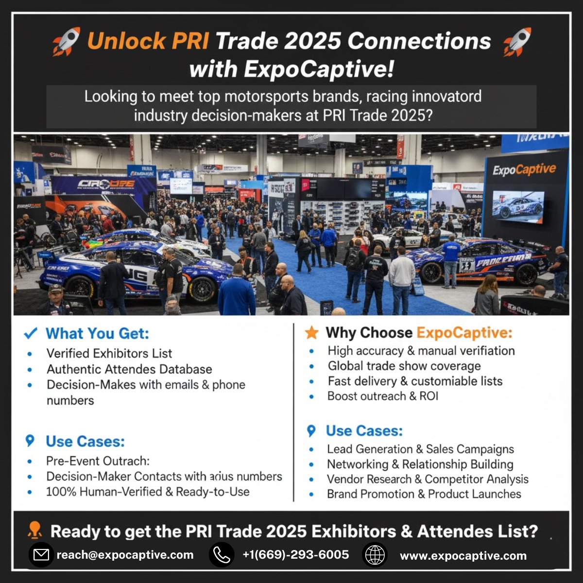 ExpoCaptive's tweet image. 🚀 Want to connect with top motorsports brands &amp;amp; decision-makers at PRI Trade 2025?

Get the verified Exhibitors &amp;amp; Attendees List from ExpoCaptive!

✅ Pre-event
✅ Boost sales

📩 Get Your List: expocaptive.com/pri-trade/?utm…

#PRITrade2025 #B2BNetworking #LeadGeneration #ExpoCaptive