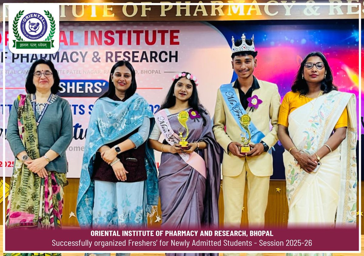 GroupofOriental's tweet image. The Oriental Institute of Pharmacy and Research successfully organized a grand Freshers’ Bright Future Fest for the newly admitted students of the 2025–26 session on 24th November.