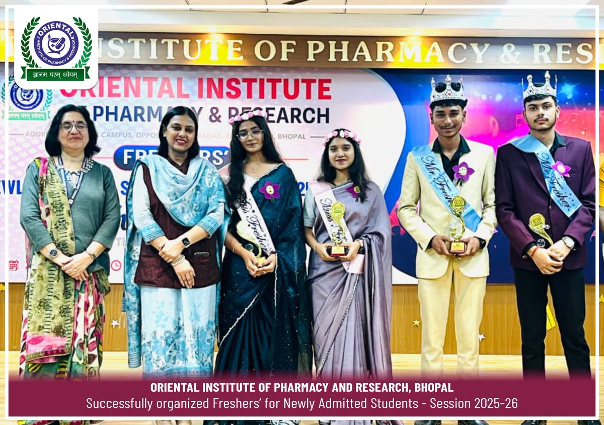 GroupofOriental's tweet image. The Oriental Institute of Pharmacy and Research successfully organized a grand Freshers’ Bright Future Fest for the newly admitted students of the 2025–26 session on 24th November.