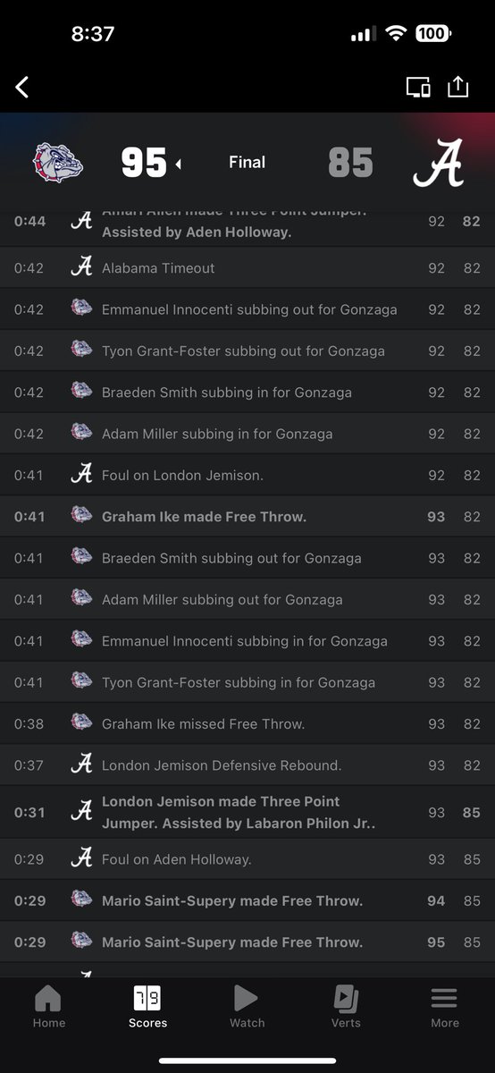 HunnitLocks's tweet image. Part 2 

Zaga/Bama under 178.5 

Why the fuck are you fouling down 11 with 50 seconds you fuckin lost it’s over 

Sorry your live and die by the 3 gets you more losses then wins vs good teams 

Live line with 6 mine 173.5 

Loses bc bama draws out a blowout