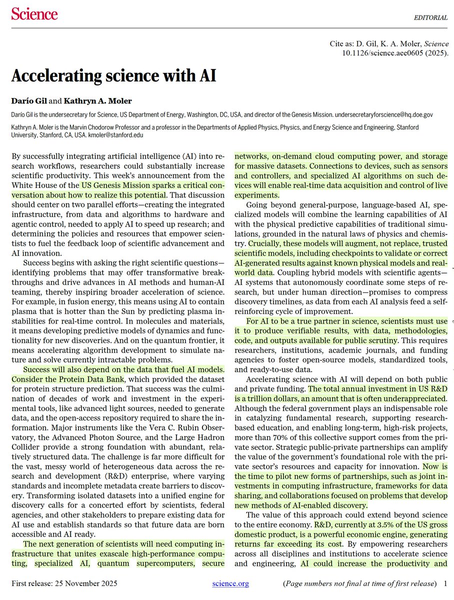 EricTopol's tweet image. Why we need big time investment in A.I. for accelerating science. New @ScienceMagazine editorial science.org/doi/10.1126/sc…