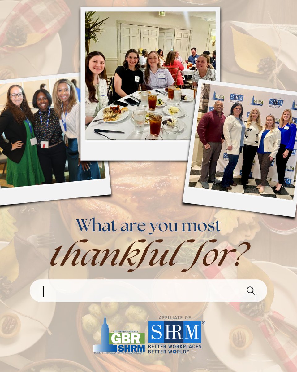 Happy Thanksgiving from GBR SHRM! We’re especially grateful for our incredible members whose commitment, passion, and support make our HR community stronger every day. Wishing you a warm and joyful holiday! #HRProfessionals #SHRM