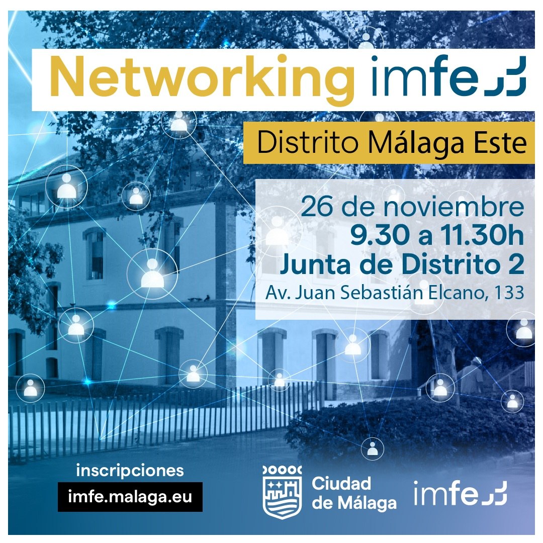 🤝🏼 ¡Nos vemos mañana en nuestro #networking #IMFE en el Distrito Málaga Este!

📅 Miércoles 26 de noviembre
📌 Junta de Distrito 2 (Avenida Juan Sebastián Elcano, 133)
⏰ De 09:30 a 11:30h

#Málaga #ElPalo #IMFEMálaga #Empresas
<a href="/malaga/">Ciudad de Málaga</a> <a href="/promalaga/">Promálaga</a> <a href="/ajemalaga/">AJE Málaga</a>