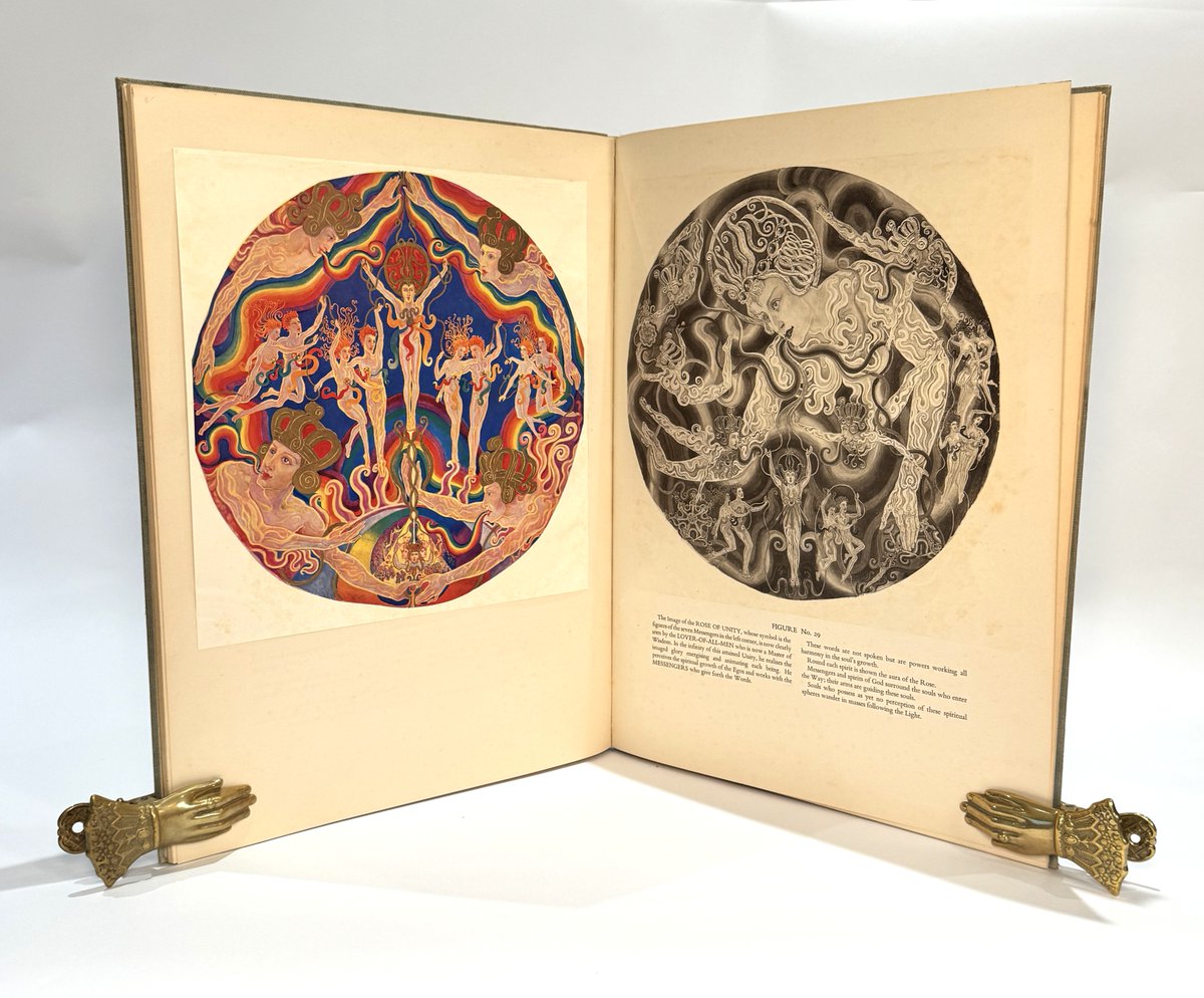 memizon's tweet image. Spiritualist artist Ethel le Rossignol (1873-1970) created her visionary &quot;A Goodly Company&quot; between 1920 and the early 1930s, 44 spiritualist paintings executed under the claimed influence of the spirit &apos;J.P.F.&apos;. She privately published the book in 1933. I have two copies.