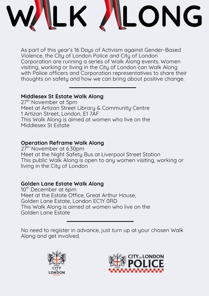 benjmurf's tweet image. 🚶‍♀️Have you worried about your personal safety in the Square Mile? Why not join the City of London Police for a Walk Along and share your experience and concerns with Officers who can give you the latest advice specific to our local area? Details below 👇