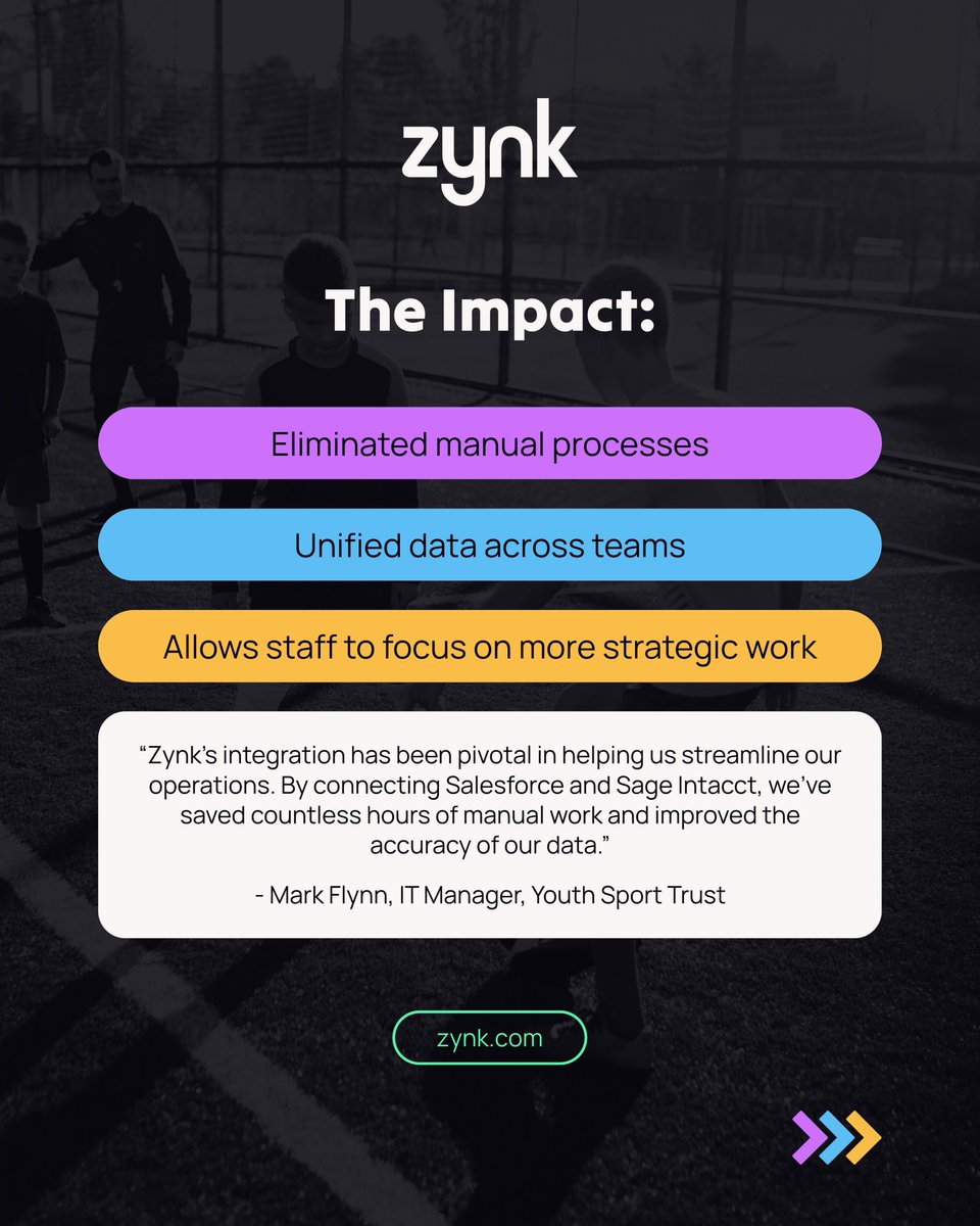 📊 Case Study: Youth Sport Trust

By connecting Salesforce + Sage Intacct, Zynk:

✅ Eliminated manual data entry
✅ Unified data across teams
✅ Freed staff for higher-value work

“Pivotal in streamlining our operations.” - Mark Flynn, Youth Sport Trust

#integration #Zynk