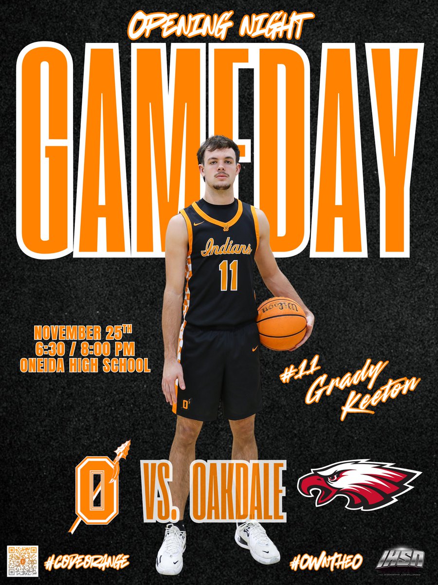 The OHS Indians basketball teams host their home opener tonight at OHS Gymnasium as they take on the Oakdale Eagles. Ladies tip at 6:30 with the guys to follow at 8:00. If you can’t make it, we’ll have it on IHSN! Good luck Indians! #OwnTheO #CodeOrange #OneidaPride