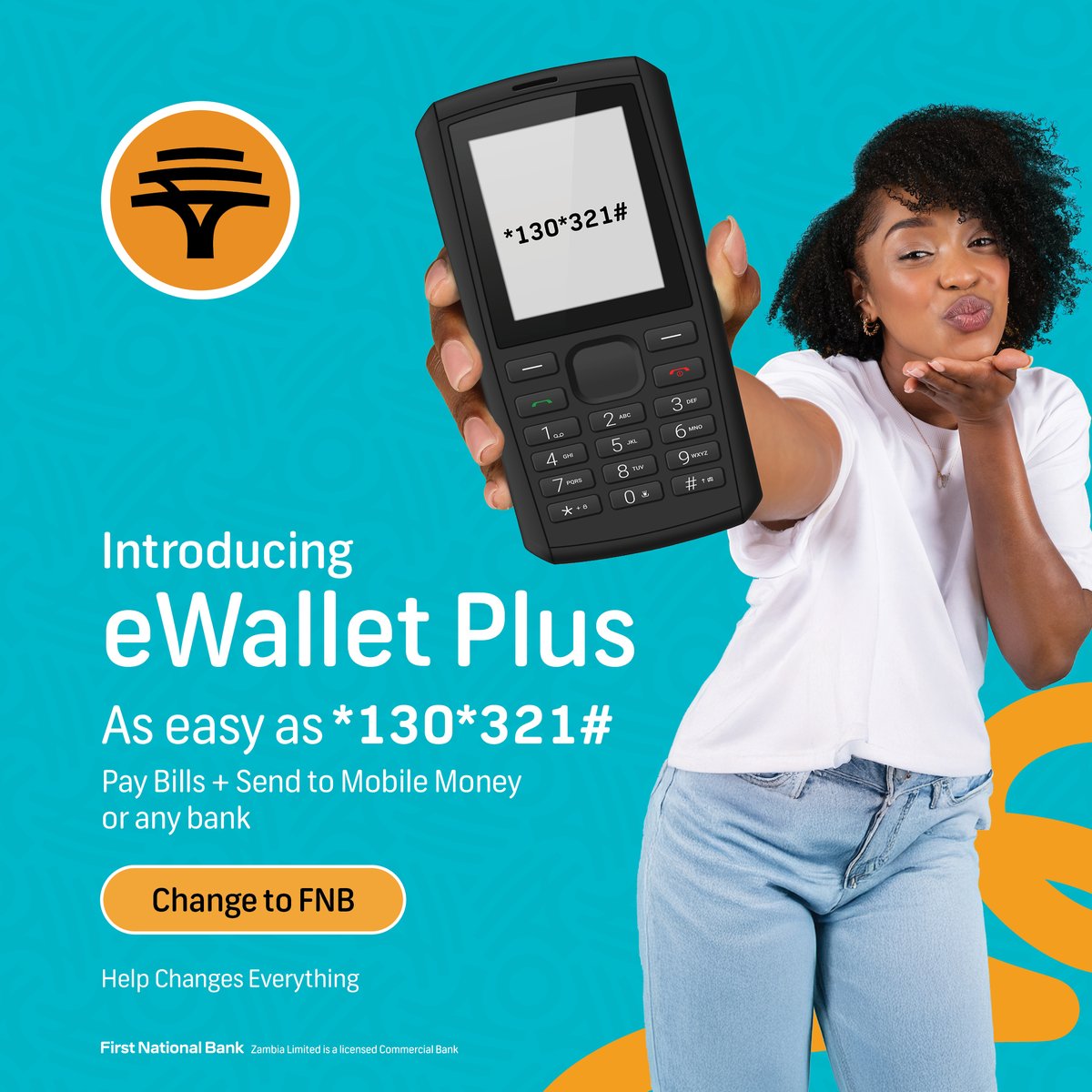 FNBZambia's tweet image. We are excited to introduce eWallet Plus! Dial *130*321# to register and enjoy the power to send money to mobile money, any bank, and even pay bills quickly and seamlessly. 

Fast. Simple. Secure. Ts and Cs apply bit.ly/3KfaqMg  #ChangetoFNB