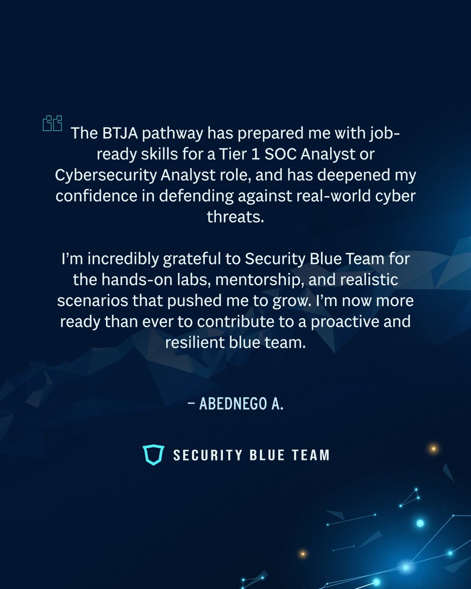 SecBlueTeam's tweet image. What happens when training goes beyond theory?
You get stories like these.

🌐 Real SOC workflows
⚡ Ready-for-the-job skills
🔥 Performance that speaks for itself

These aren’t testimonials. They’re real stories.

#CybersecurityTraining #SOCAnalyst #DetectionEngineering…