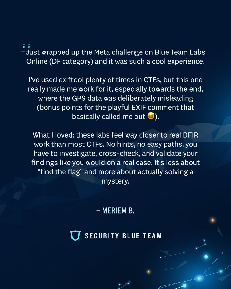 SecBlueTeam's tweet image. What happens when training goes beyond theory?
You get stories like these.

🌐 Real SOC workflows
⚡ Ready-for-the-job skills
🔥 Performance that speaks for itself

These aren’t testimonials. They’re real stories.

#CybersecurityTraining #SOCAnalyst #DetectionEngineering…